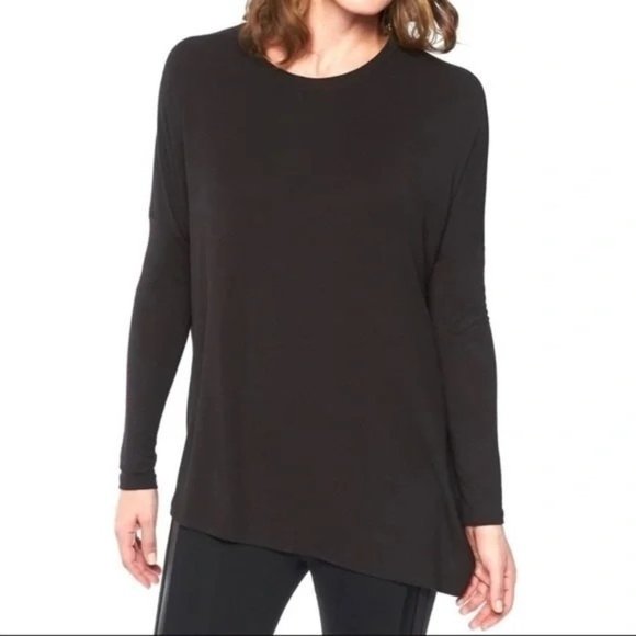 Athleta Sz XS Cloudlight Relaxed Modal Top Asymmetrical Hem Long Sleeve Soft EUC - Picture 2 of 7